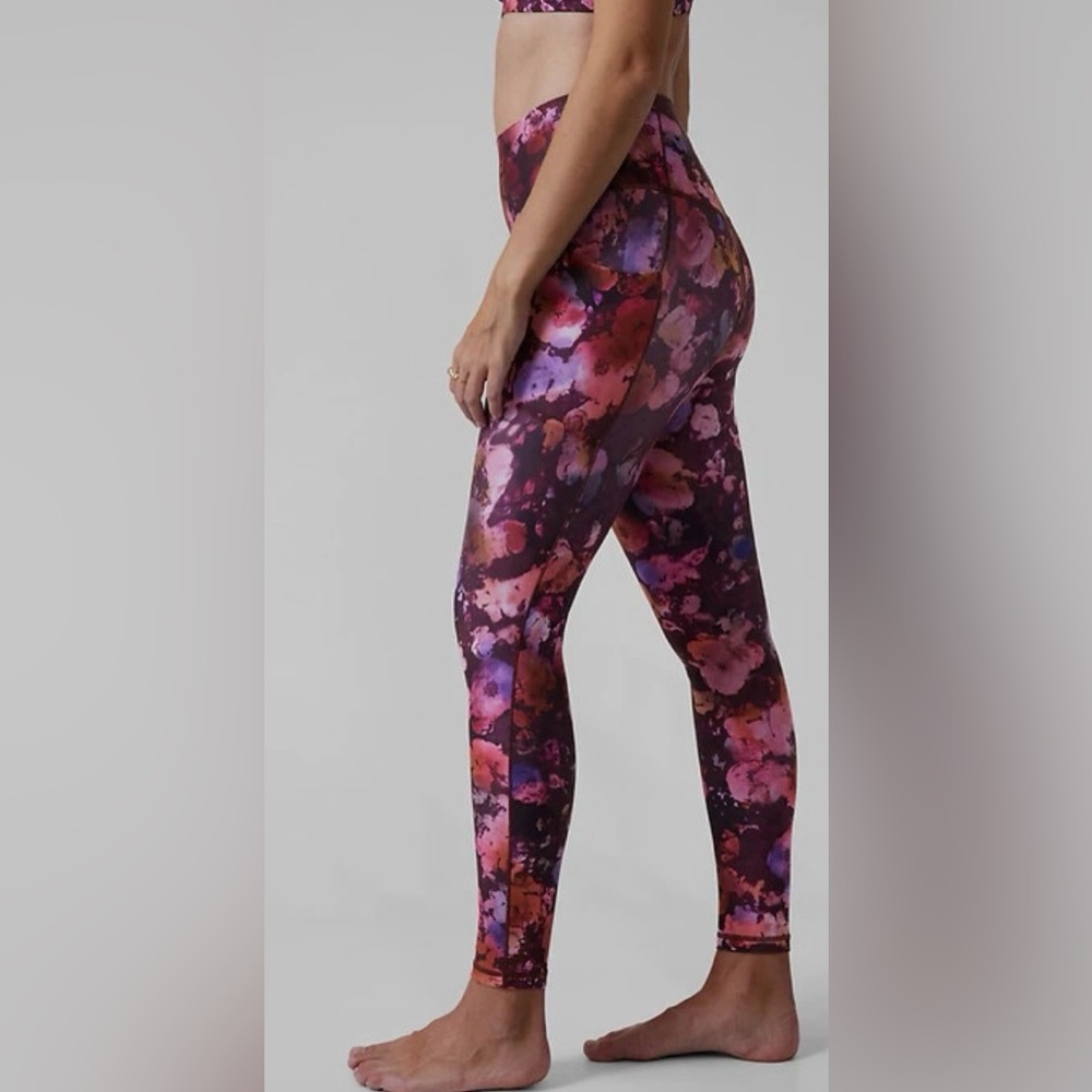 Athleta Salutation Stash Pocket Dappled Bloom Floral Leggings, Multi. Size S - Picture 3 of 7
